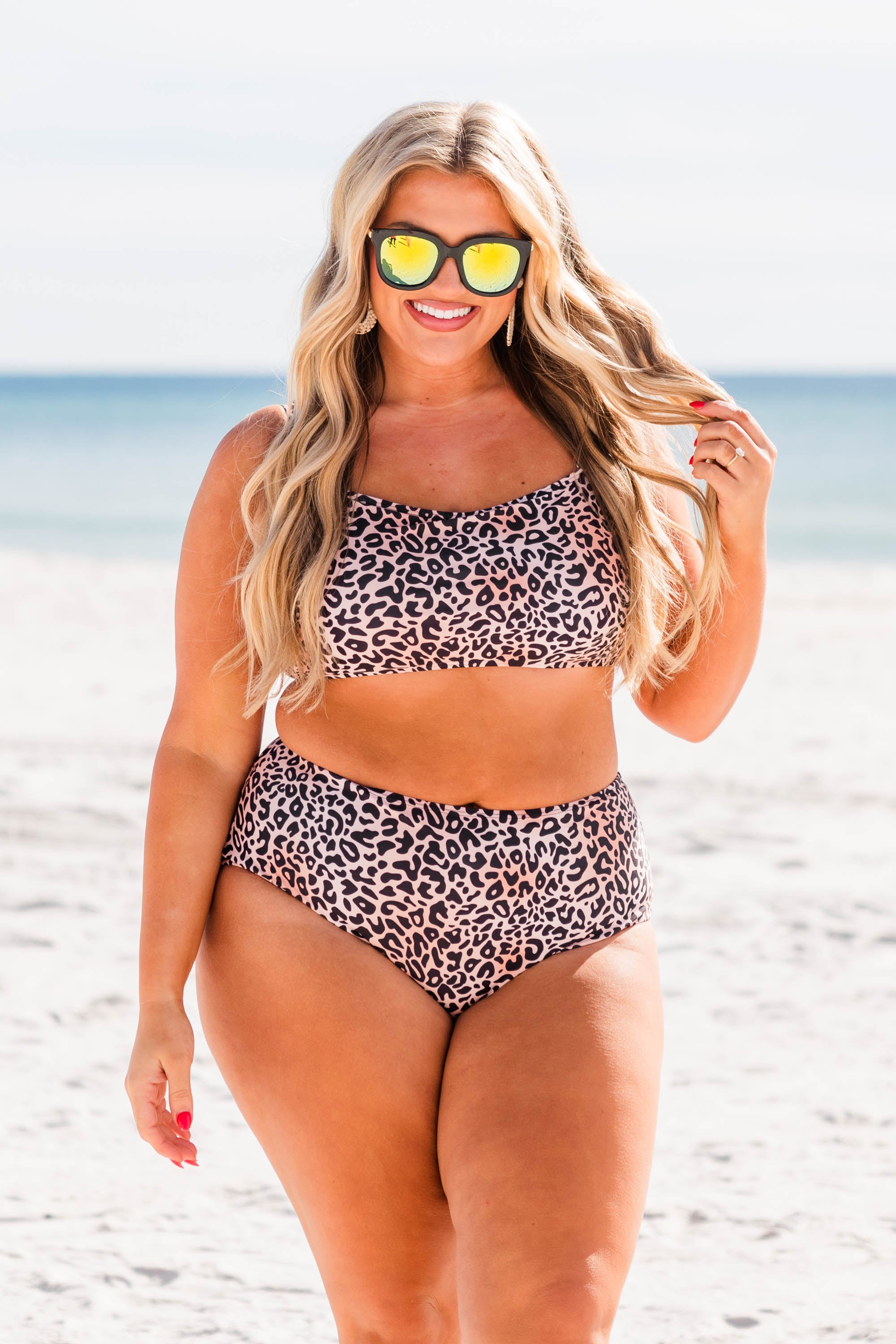 Jungle On The Beach Swim Top. Leopard