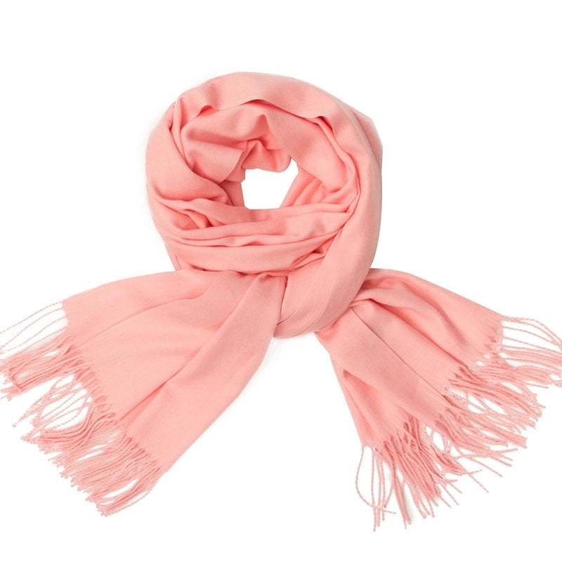 Women's Minimalist Tassel Solid Color Imitation Cashmere Scarf