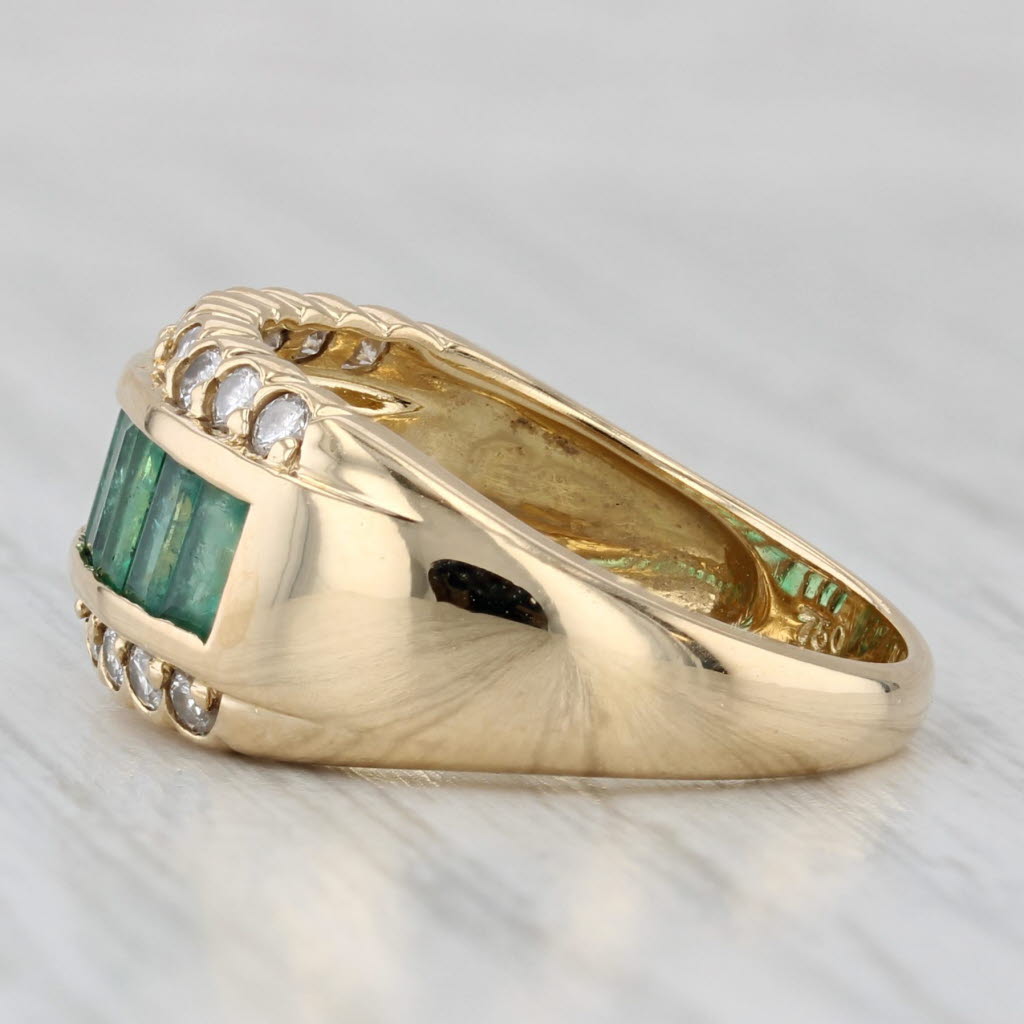 1.60ctw Emerald Diamond Ring 18k Yellow Gold Size 6.75