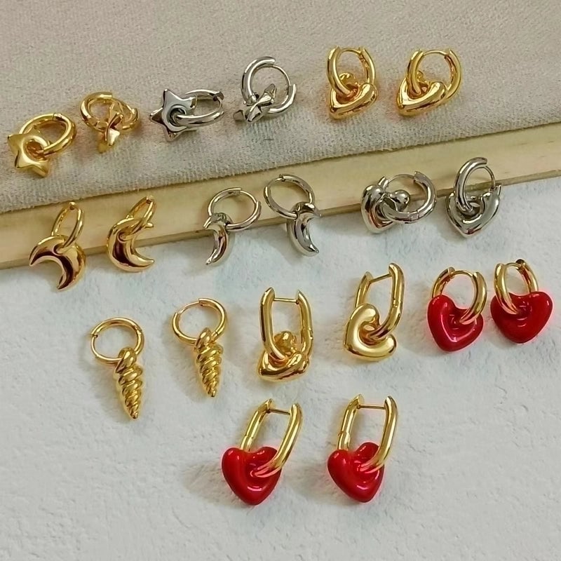 1 Pair Minimalist Classic Style Heart Shape 304 Stainless Steel 18K Gold Plated Earrings