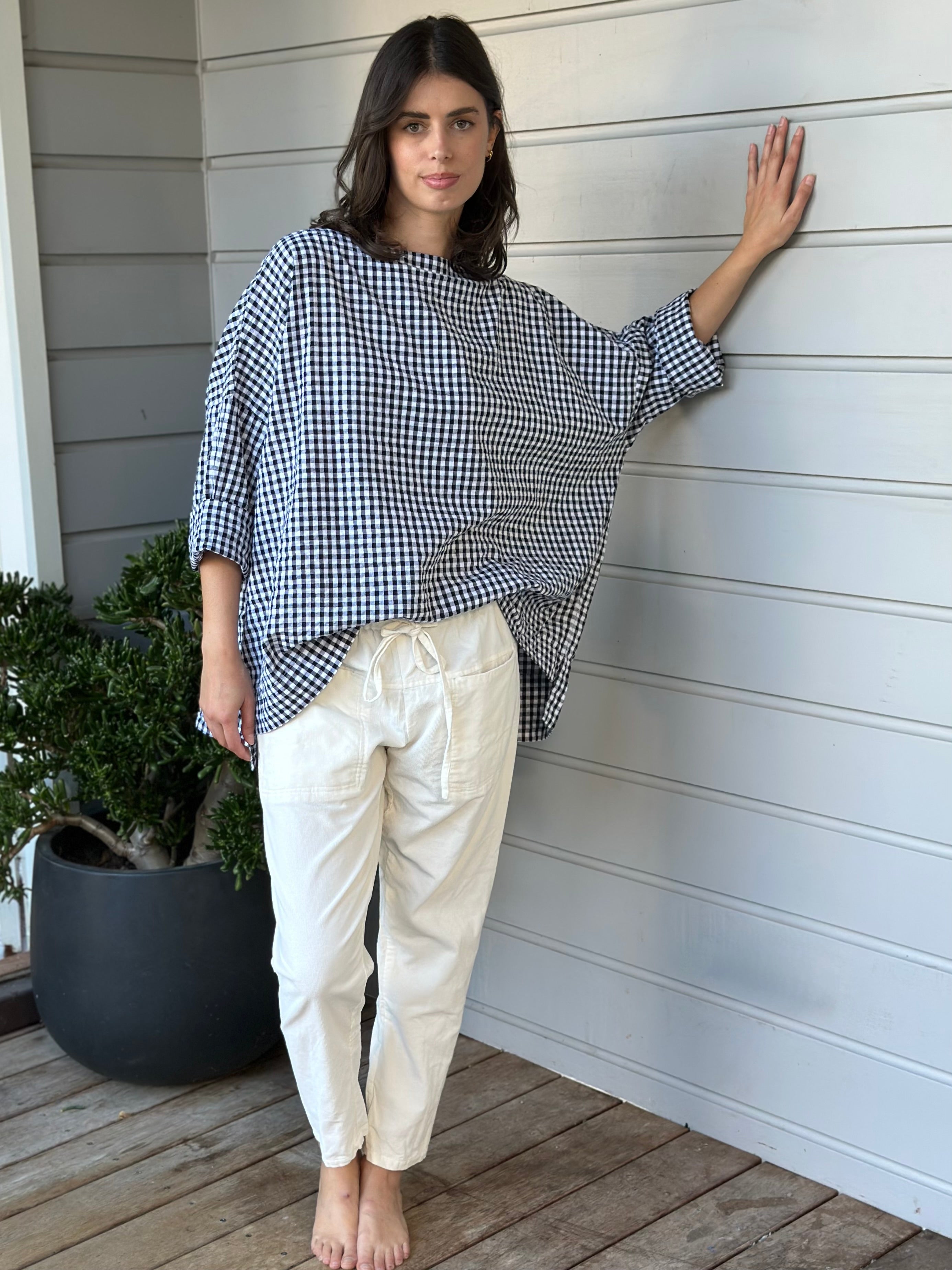 avril top - black /white gingham