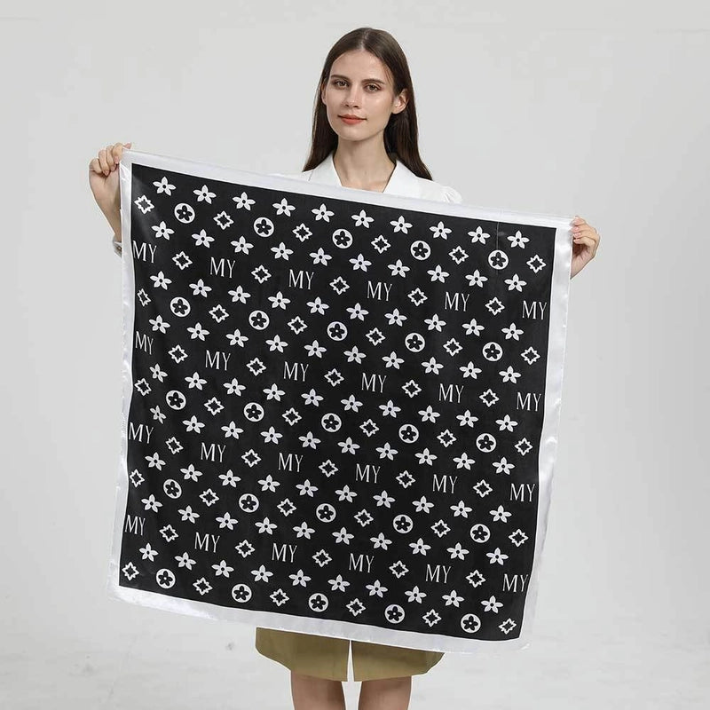 Women's Elegant Letter Plaid Polka Dots Satin Printing Silk Scarf