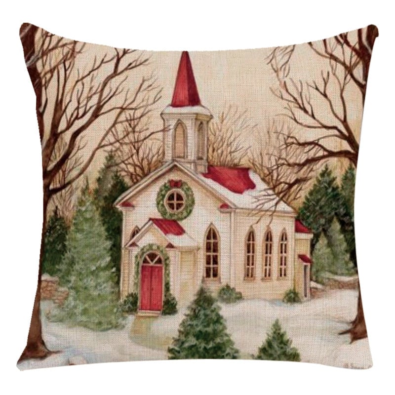Fashion Santa Claus Snowman Landscape Chemical Fiber Pillow Cases