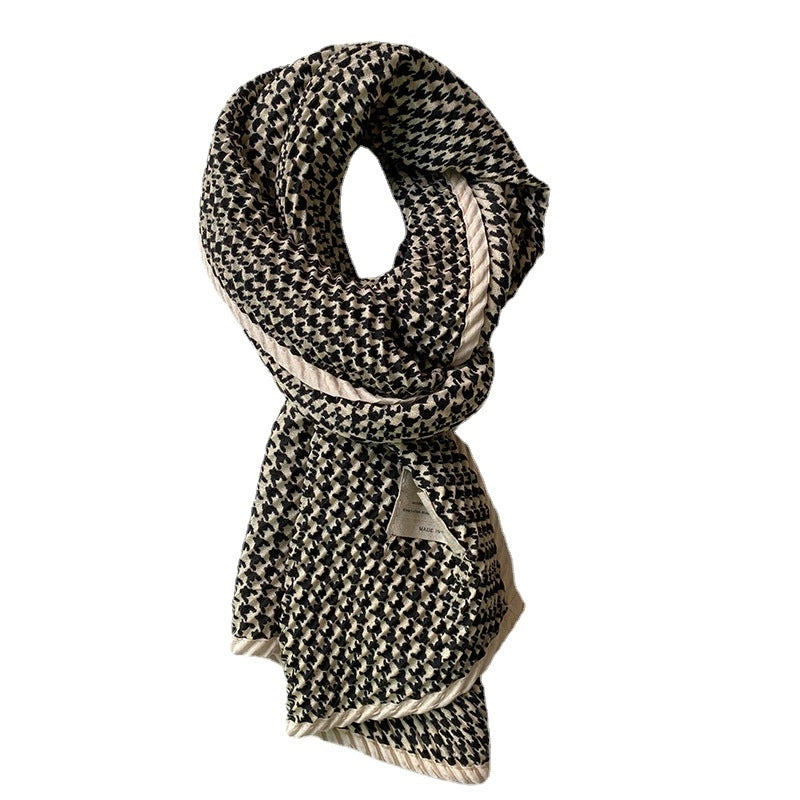 Women's Vintage Style Plaid Cotton And Linen Scarf