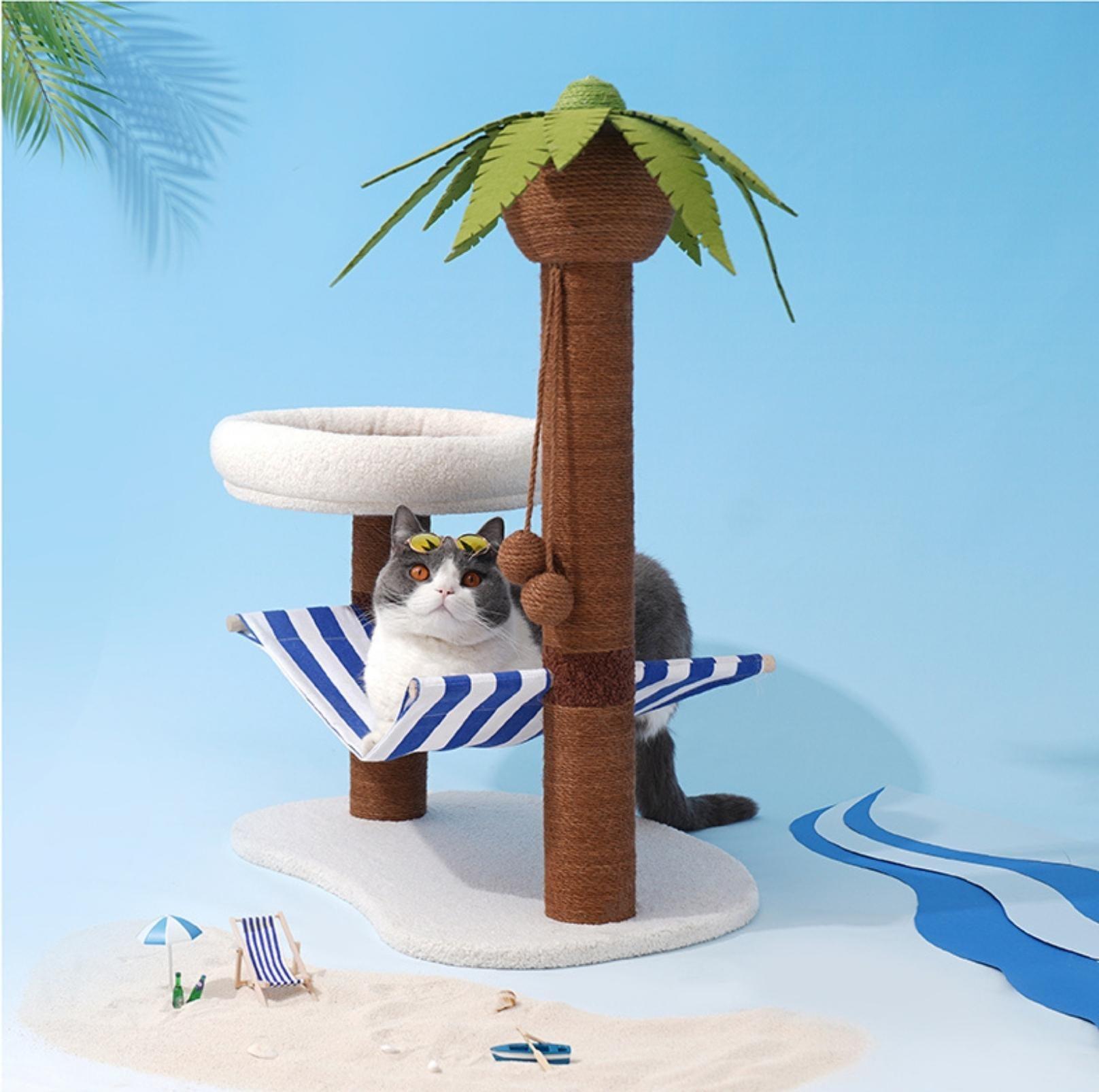 Coconut Tree Style Cat Scratching Post With Nest