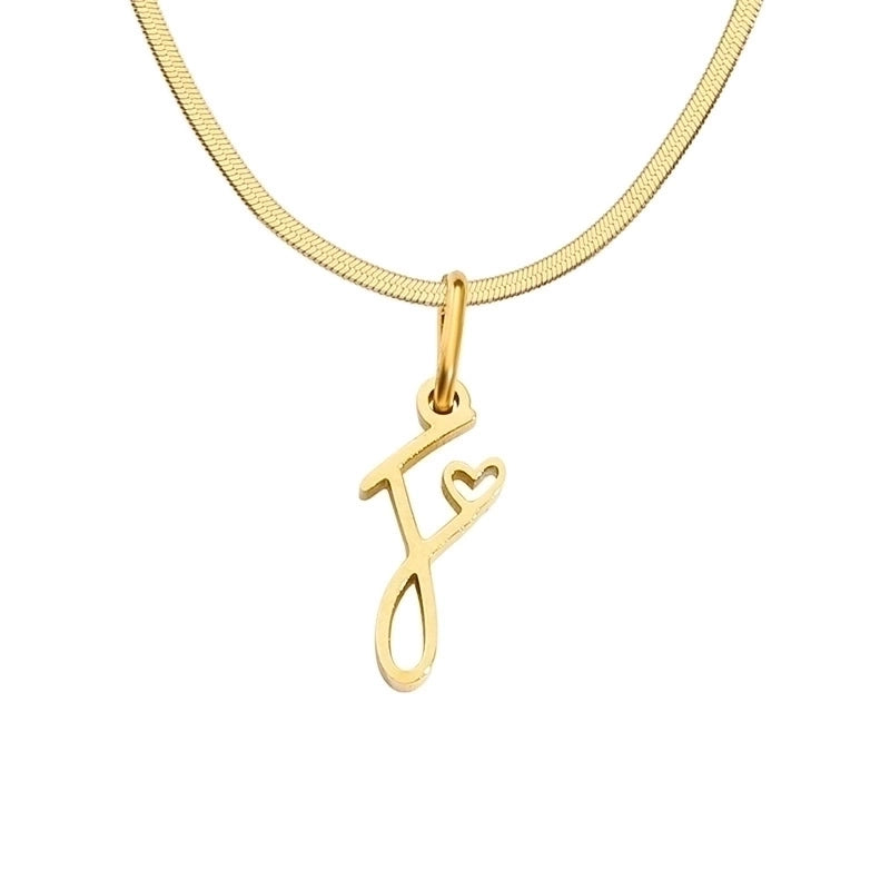 Stainless Steel Titanium Steel 14K Gold Plated Minimalist Plating Letter Heart Shape Pendant Necklace