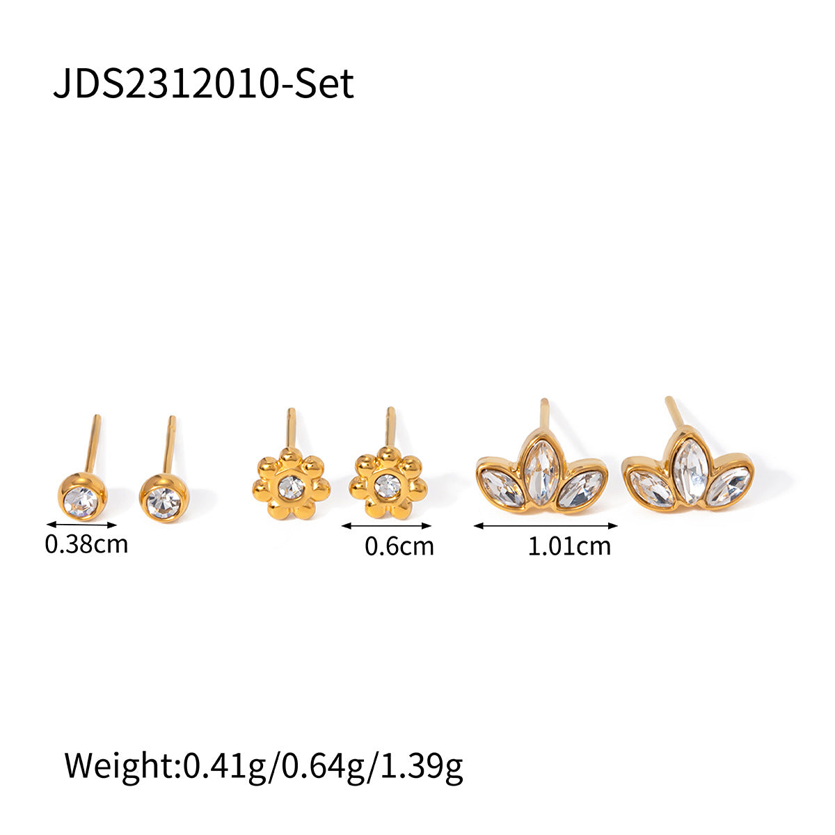 Jie Ding Three Pairs Of Stainless Steel Zircon Earrings Niche Pearl Earrings Titanium Steel Earrings