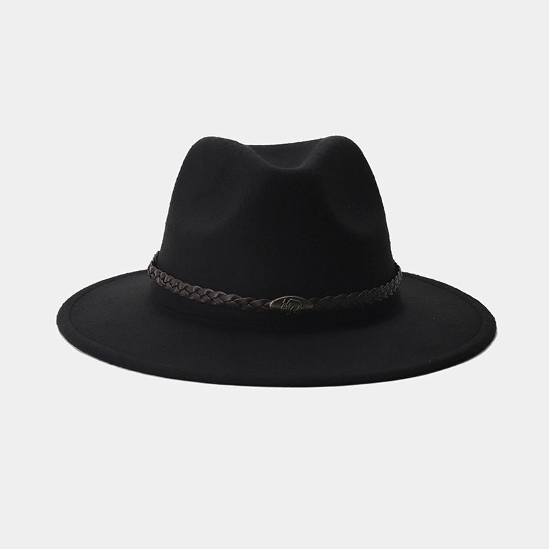 Women's Elegant Basic Solid Color Big Eaves Fedora Hat