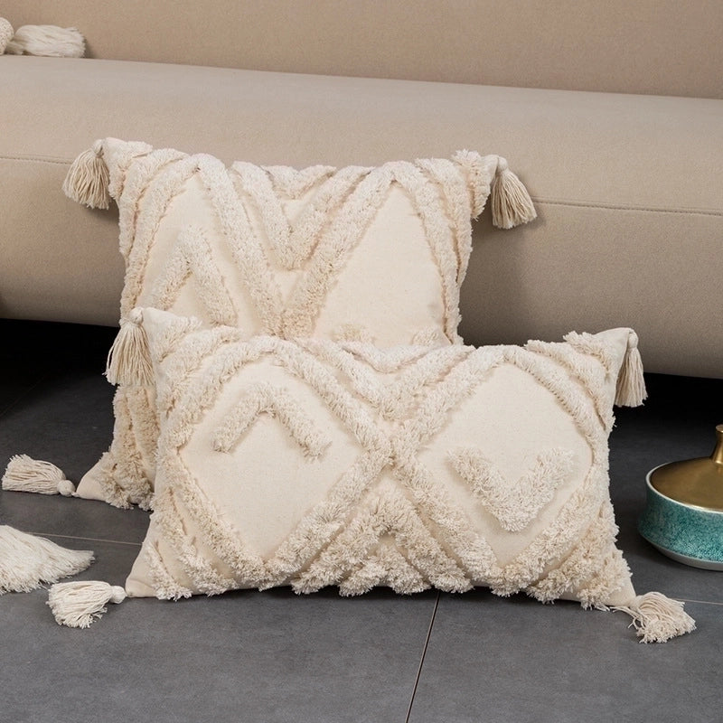 Bohemian Fashion Cotton Tufted Embroidered Pillowcase Sofa Cushion