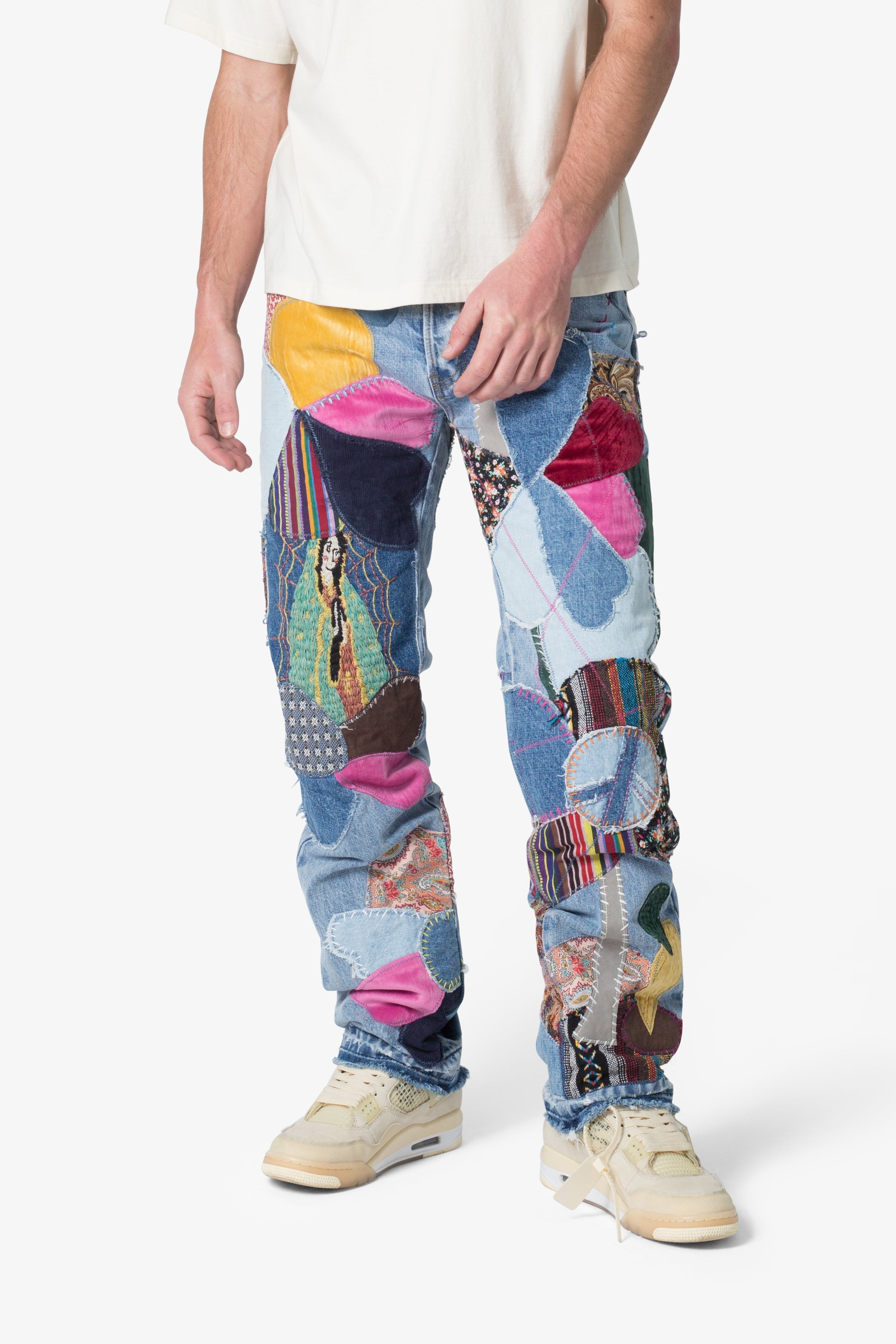 V647 Baggy Patchwork Denim - Blue/Multi