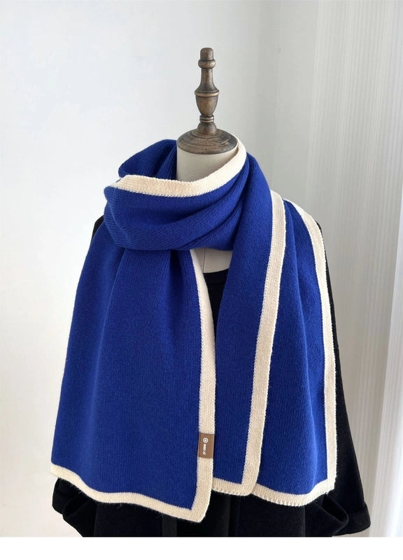 White Color Scarf Winter New Sense Of Knitted Wool Scarf Small Design Boys And Girls