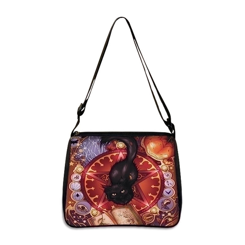 Women's Small All Seasons Polyester Cartoon Cat Vintage Style Square Zipper Underarm Bag