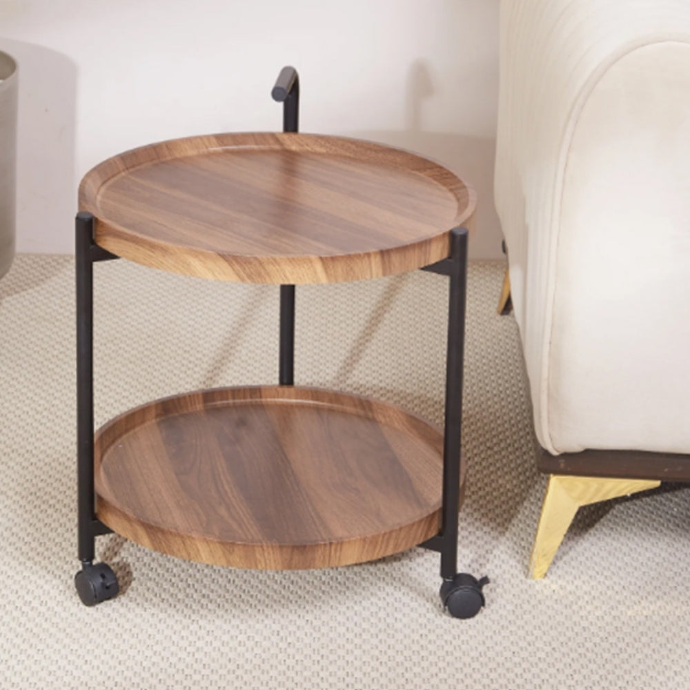 2-TIER WOODEN SERVING TROLLEY