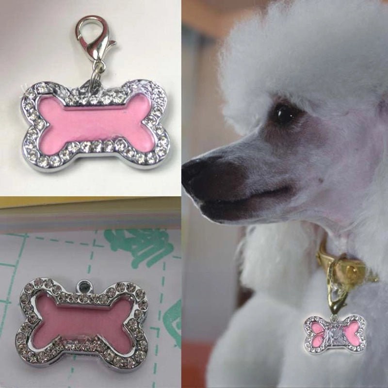 In Stock Pet ID Card Pet Jewelry Small Size Bone Diamond Pet Tag Halloween Easter Dog Tag