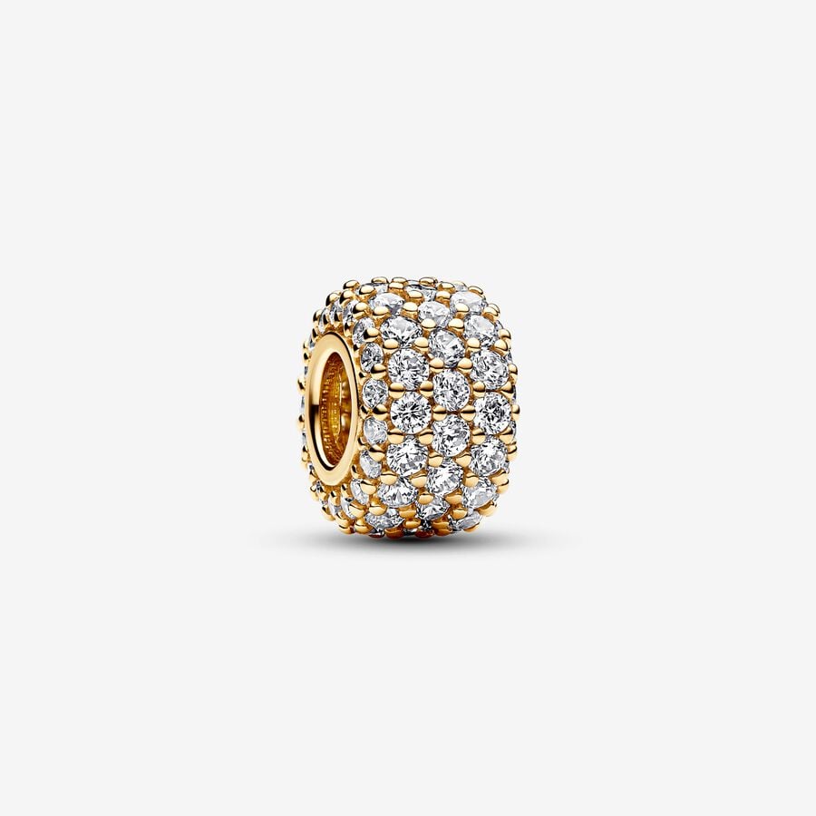 Gold Plated Sparkling Pavé Triple-row Pandora Charm