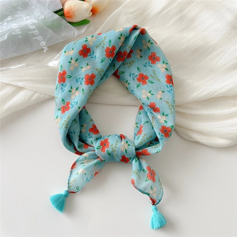 Women's Elegant Minimalist Flower Cotton And Linen Silk Scarf