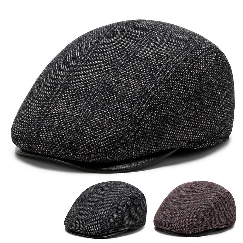 Men's Retro Minimalist Solid Color Curved Eaves Beret Hat