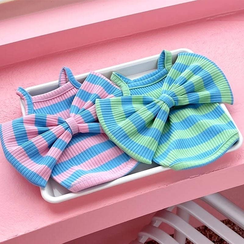 Striped Big Bow Sweet Dog Cat Vest