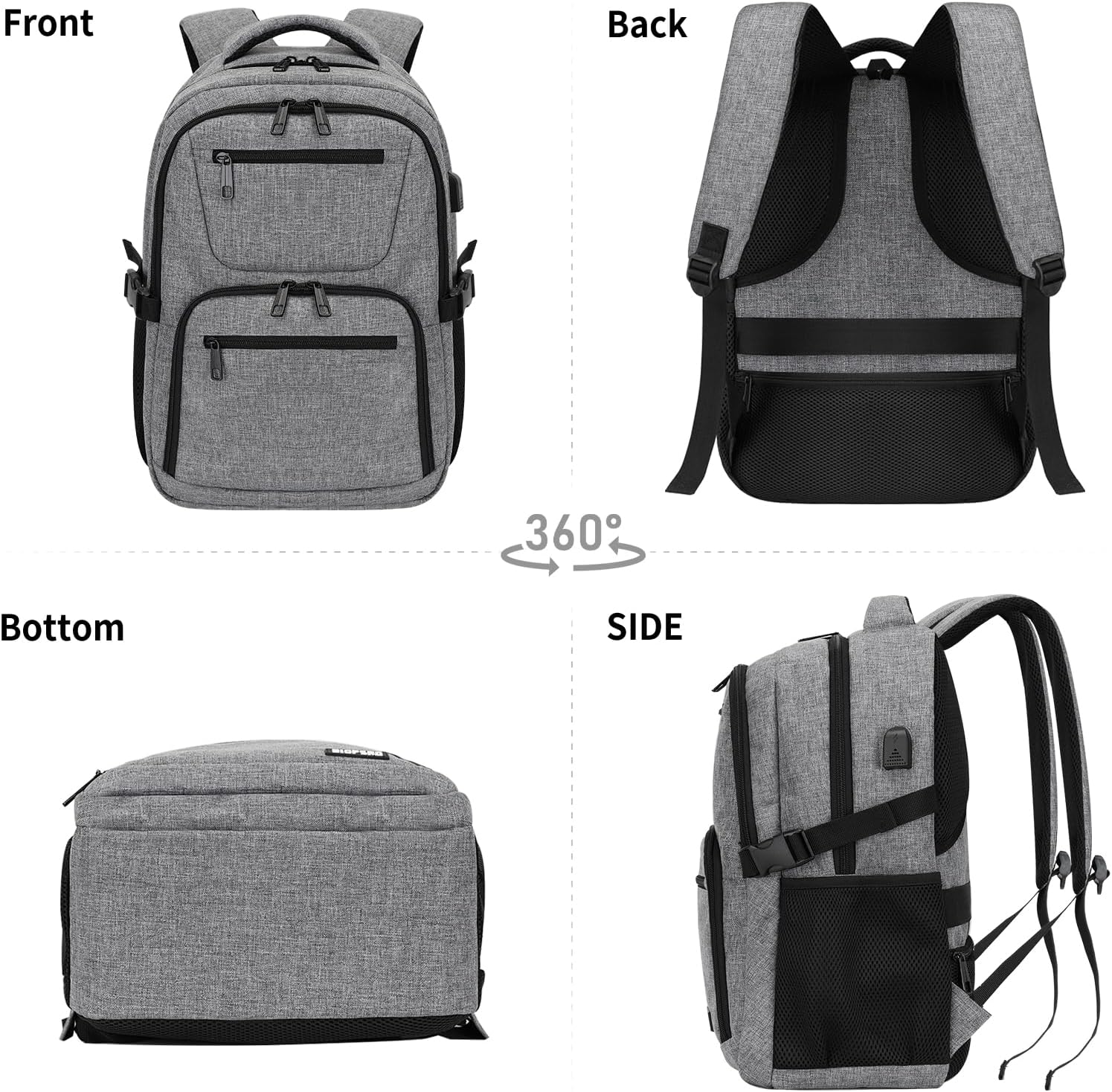Black backpack for school, School Backpack for boys teens, Backpacks for men, College high middle school bookbag Fits15.6 Inch Laptop with USB Charging Port, Boys backpack, Book bag