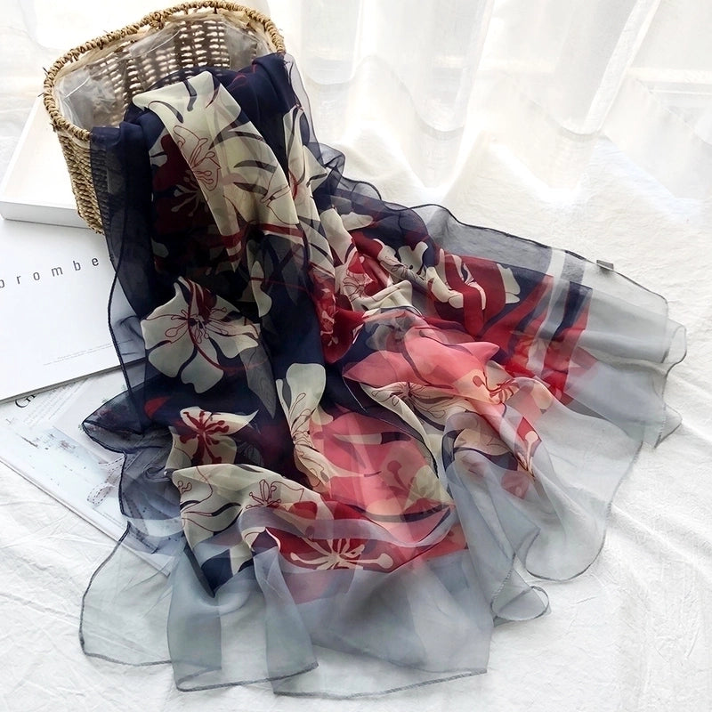 Women's Streetwear Gradient Color Flower Ice Silk Soft Yarn Scarves & Gloves