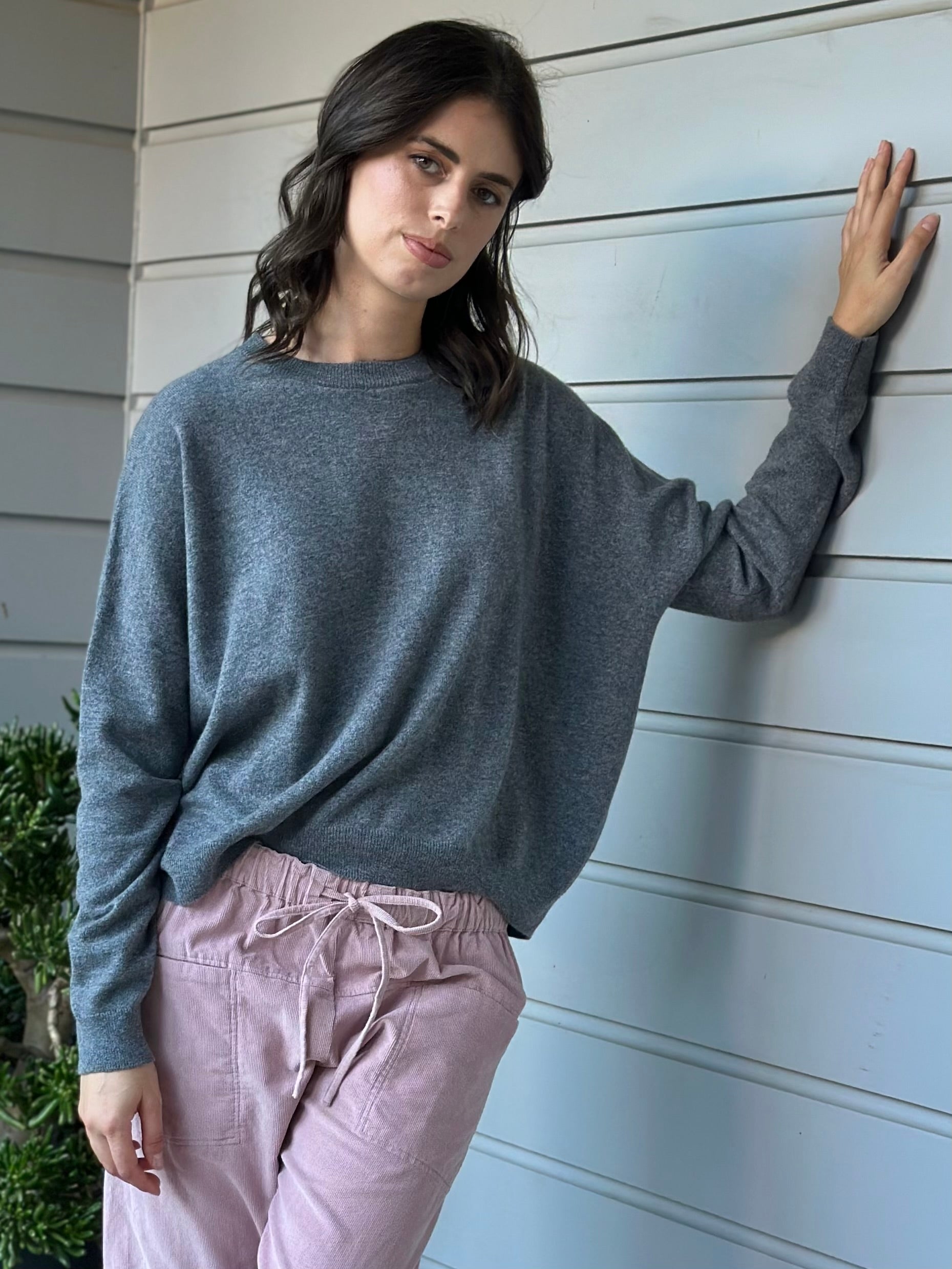 cassie crew neck-slate grey cashmere