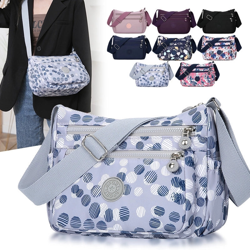 Women's Medium Oxford Cloth Round Dots Streetwear Square Zipper Crossbody Bag