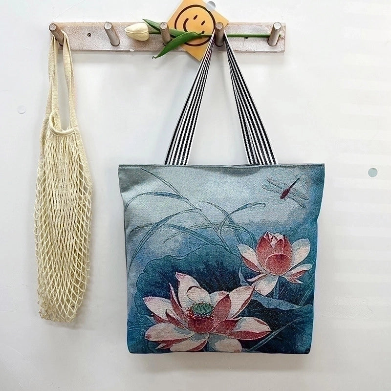 Women's Vintage Style Flower Canvas Shopping Bags