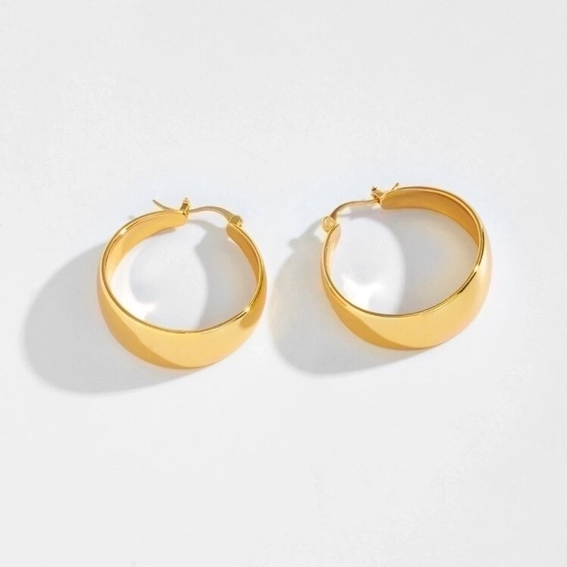 1 Pair Minimalist Geometric Stainless Steel Metal Hoop Earrings