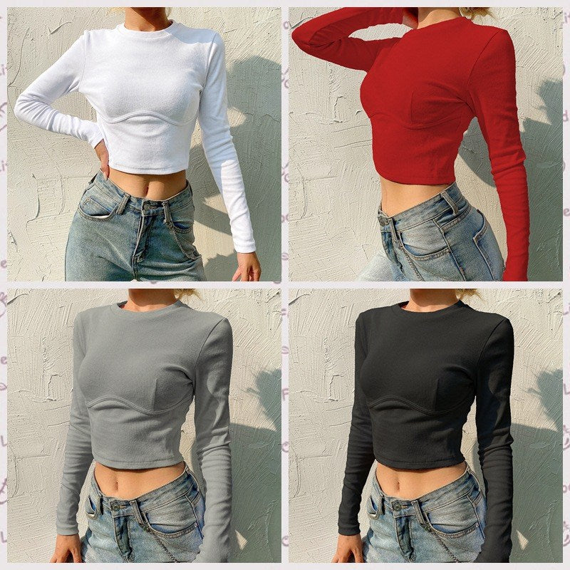 slim fit long sleeve t-shirt top KF81821