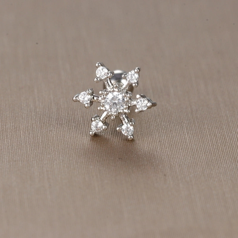 1 Piece Sweet Minimalist Flower Plating Inlay Titanium Steel Zircon Ear Studs