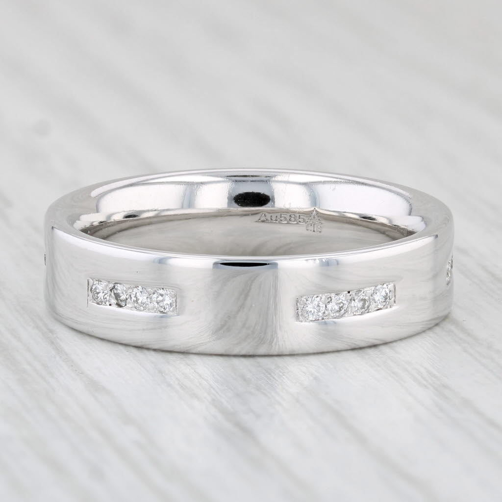 Men's 0.34ct Diamond Wedding Ring 14k White Gold Size 10.25 Band
