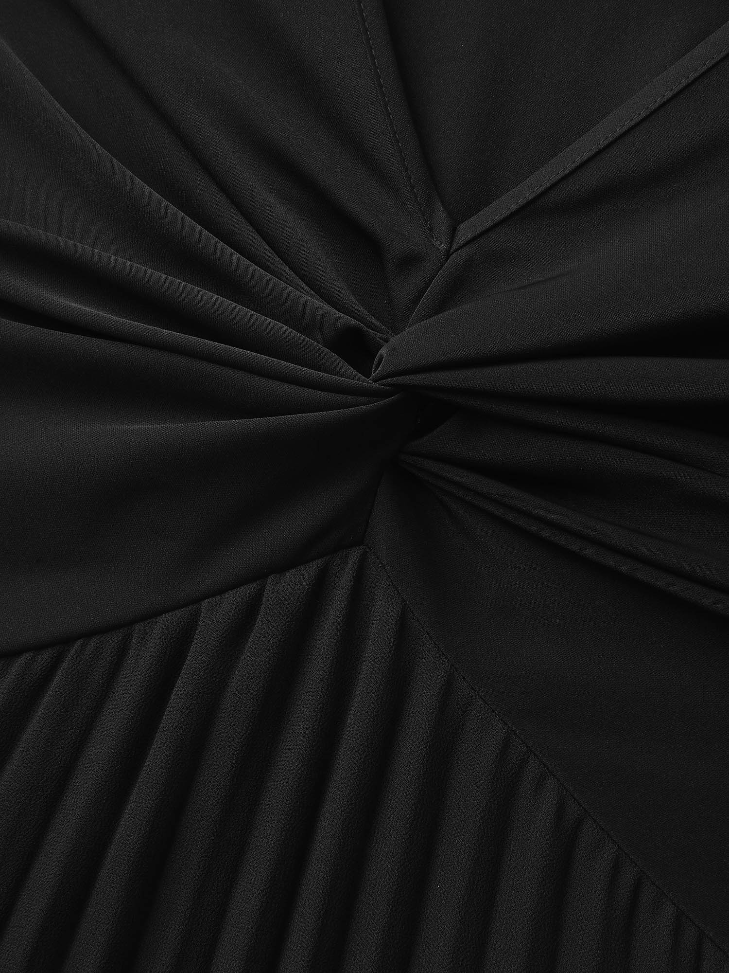 Crossover Bodice Plicated Detail Midi Dress