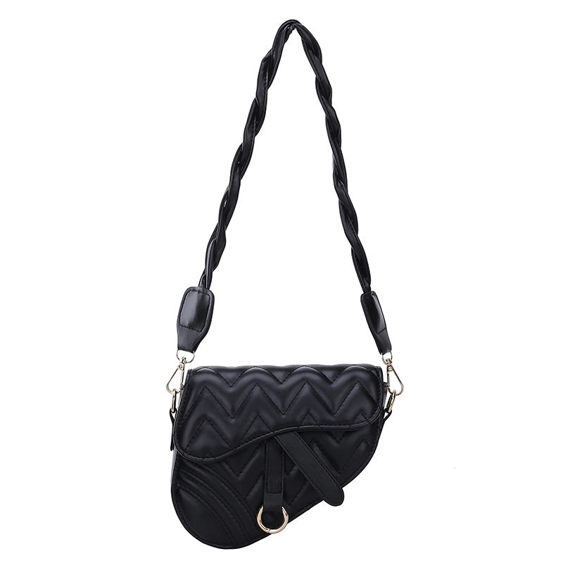 Popular New Trendy Diamond Texture Shoulder Crossbody Saddle Bag