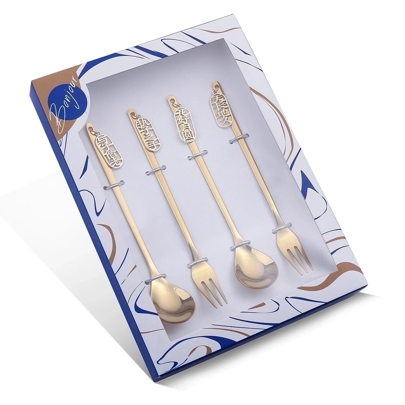 Cute Solid Color Stainless Steel Tableware 1 Set