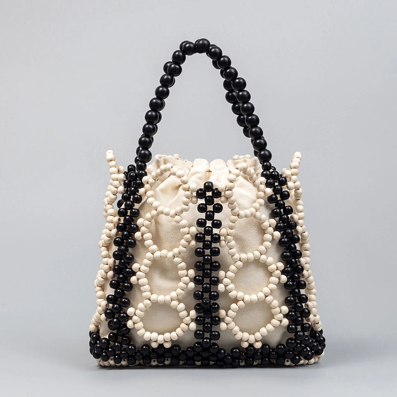 Women's Medium Summer Maple Solid Color Vacation String Straw Bag