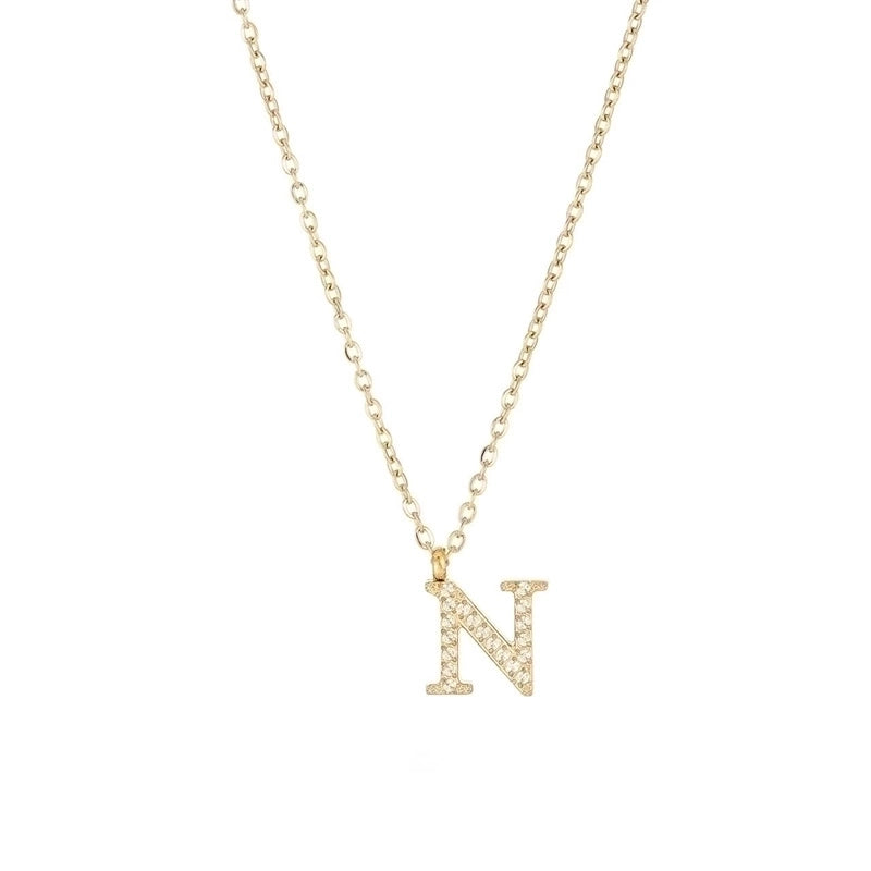 Minimalist Letter 304 Stainless Steel Zircon 16K Gold Plated White Gold Plated Plating Inlay Pendant Necklace