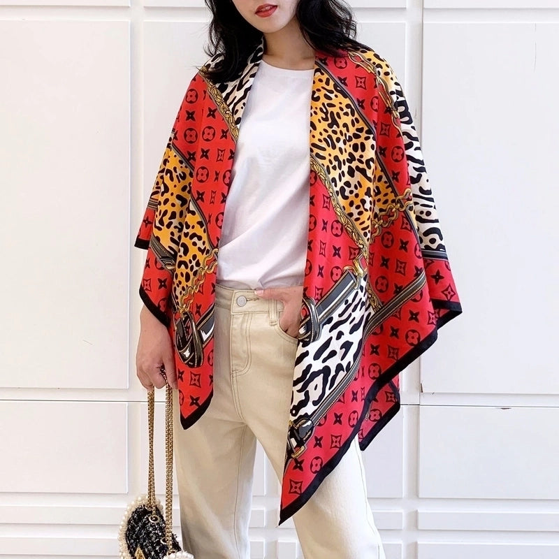 Women's Elegant Minimalist Plant Polyester Silk Scarf