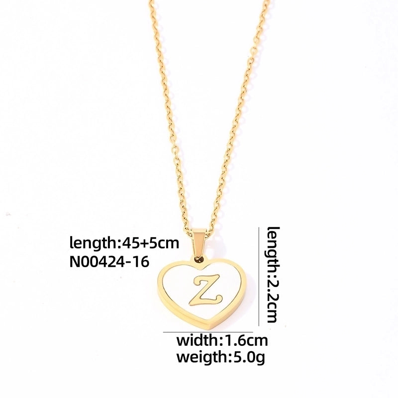 304 Stainless Steel Casual Minimalist Plating Inlay Letter Heart Shape Shell Pendant Necklace