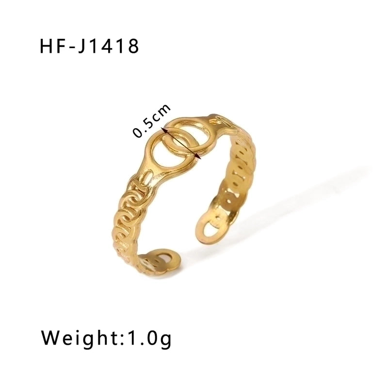 Stainless Steel 18K Gold Plated Modern Style Plating Geometric Open Rings