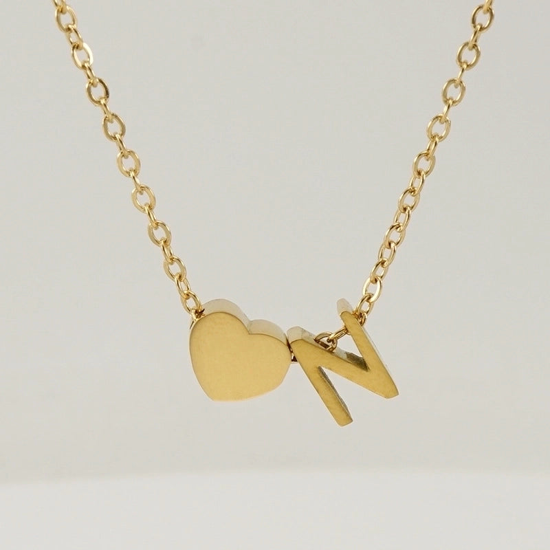 Fashion Letter Heart Shape 304 Stainless Steel 18K Gold Plated Gold Plated Stainless Steel Necklaces