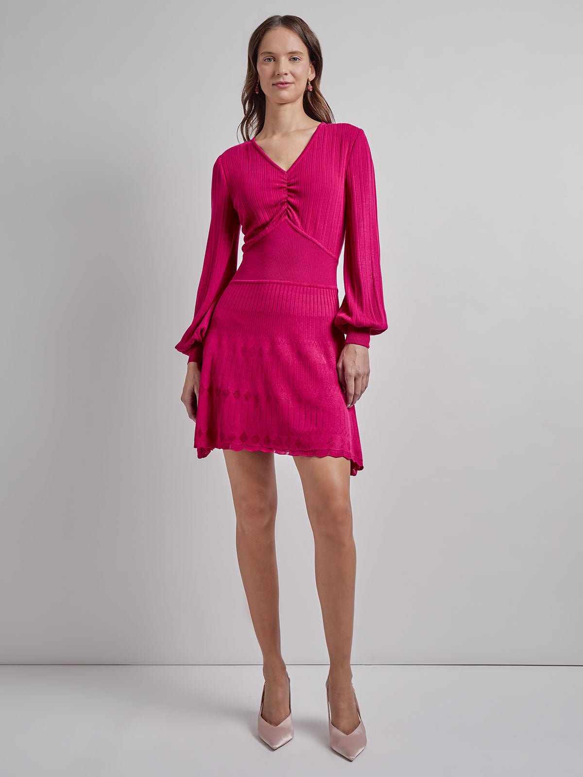 Fit & Flare Tonal Ribbed Knit Mini Dress - Modern Fit