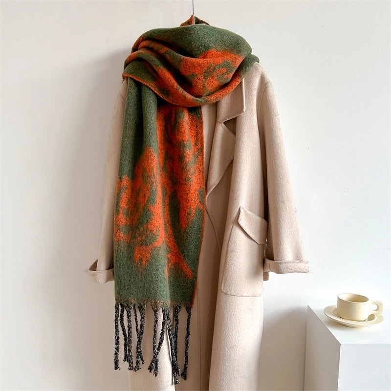Women's Elegant Basic Minimalist Floral Imitation Cashmere Polyester Scarf