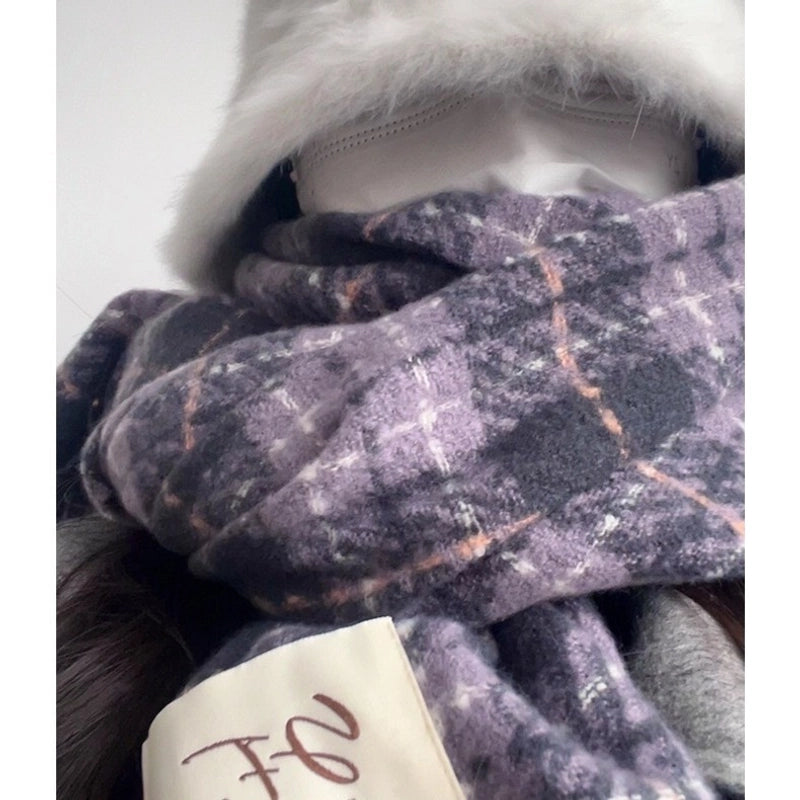 Unisex Classic Style Lattice Imitation Cashmere Scarf