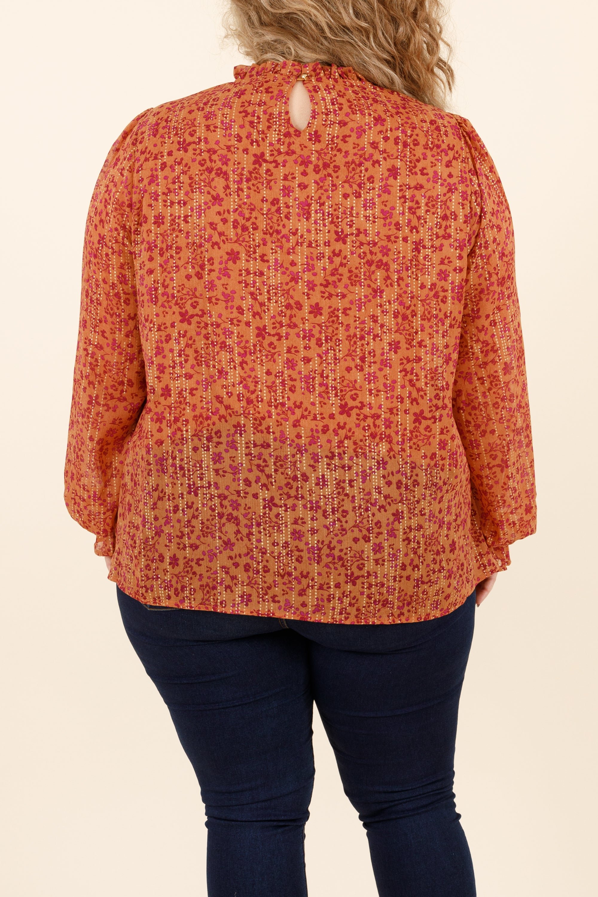 Fluttery Blouse. Rust Magenta