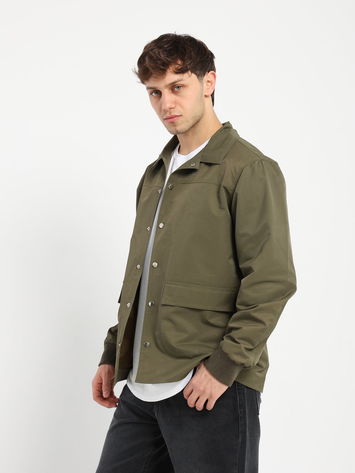 Oversized Jacket with Snaps and Large Pockets