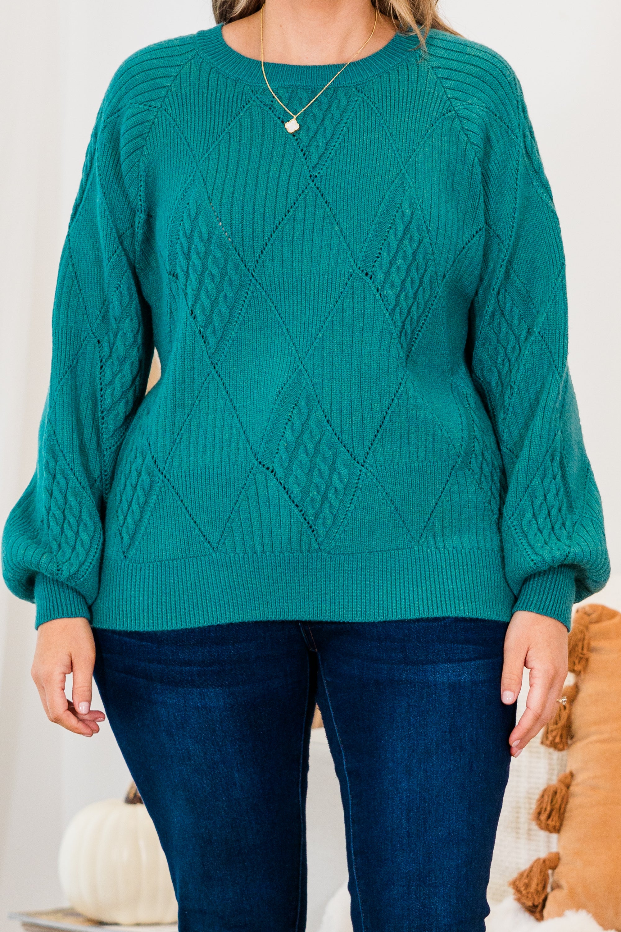 Open My Heart Sweater. Dark Turquoise