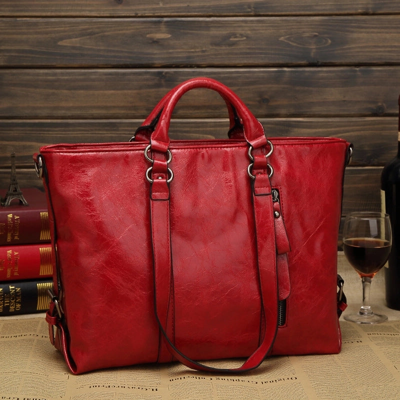 Women's Large PVC Solid Color Basic Classic Style Square Zipper Tote Bag