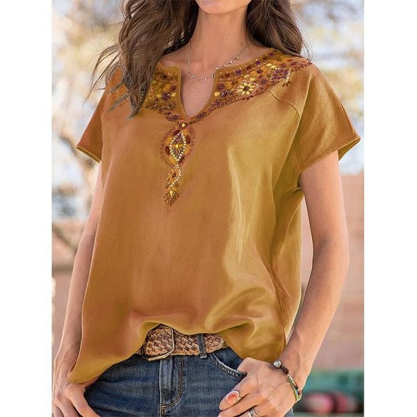Women's V-neck Fashion Short Sleeve T-Shirt