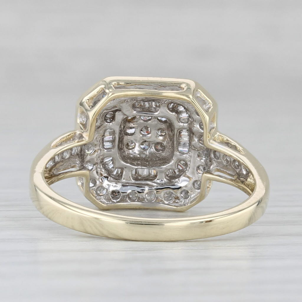 0.39ctw Diamond Cluster Halo Engagement Ring 10k Yellow Gold Size 7.25