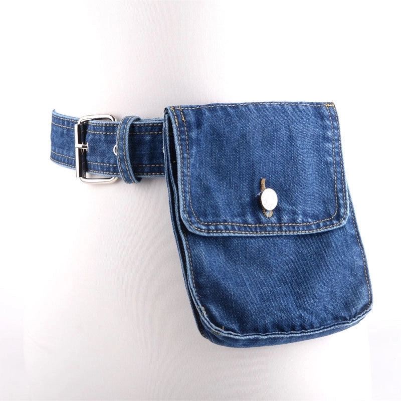 Women's Streetwear Solid Color Alloy Denim Waist Bags